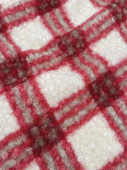 Plush Lamb Fleece Check Fabric, for Blankets & Throws
