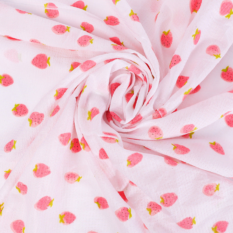 Strawberry Print Gauze Fabric By The Yard | 1 Color, 59" Wide for Hair Accessories & Pet Mats