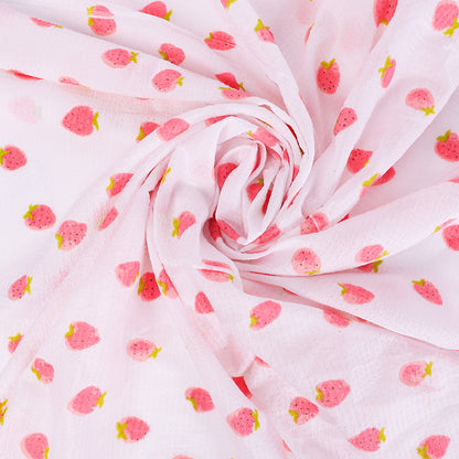 Strawberry Print Gauze Fabric By The Yard | 1 Color, 59" Wide for Hair Accessories & Pet Mats