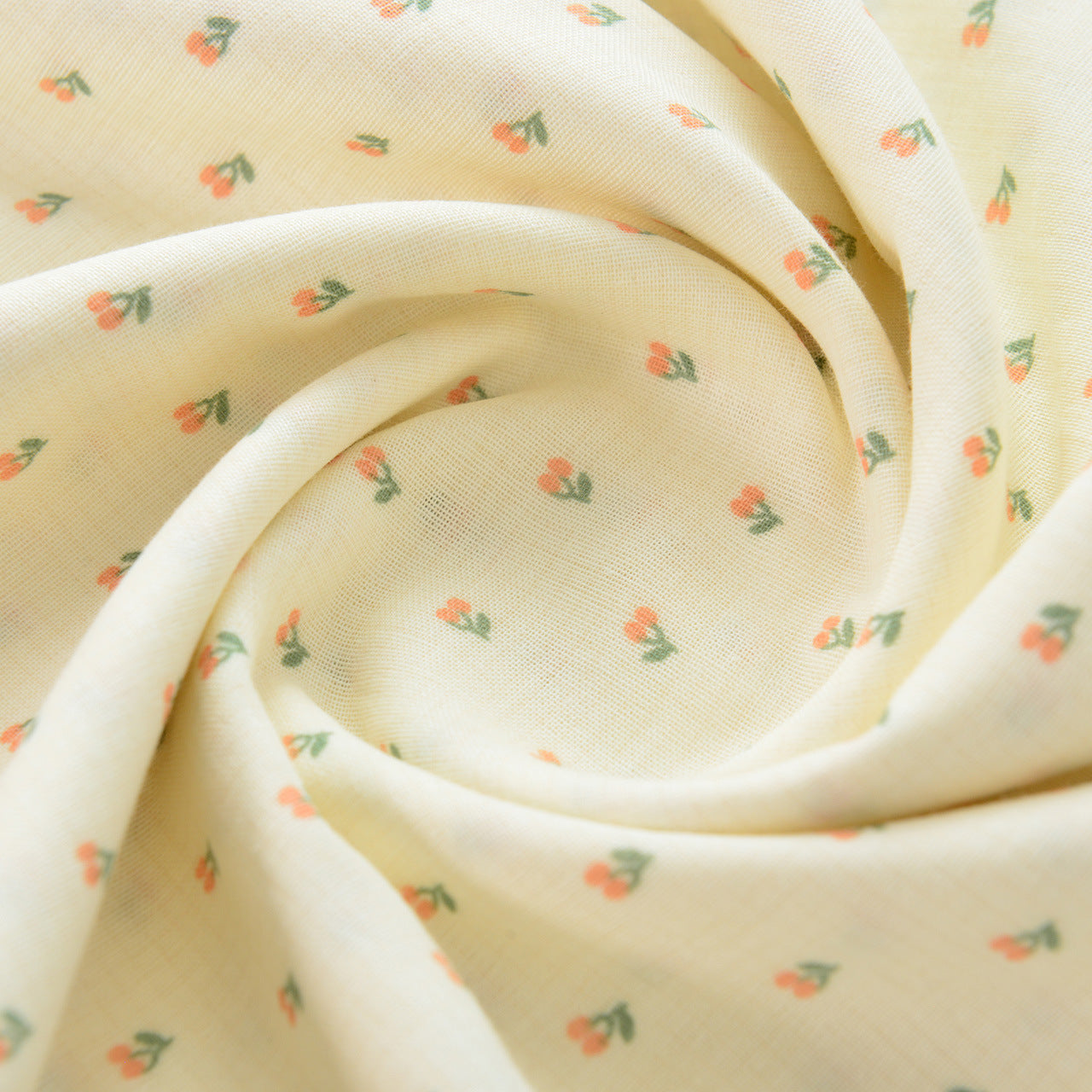 Floral Double Gauze Cotton Fabric - Home Decor & Apparel by the Yard - Small Orange Floral
