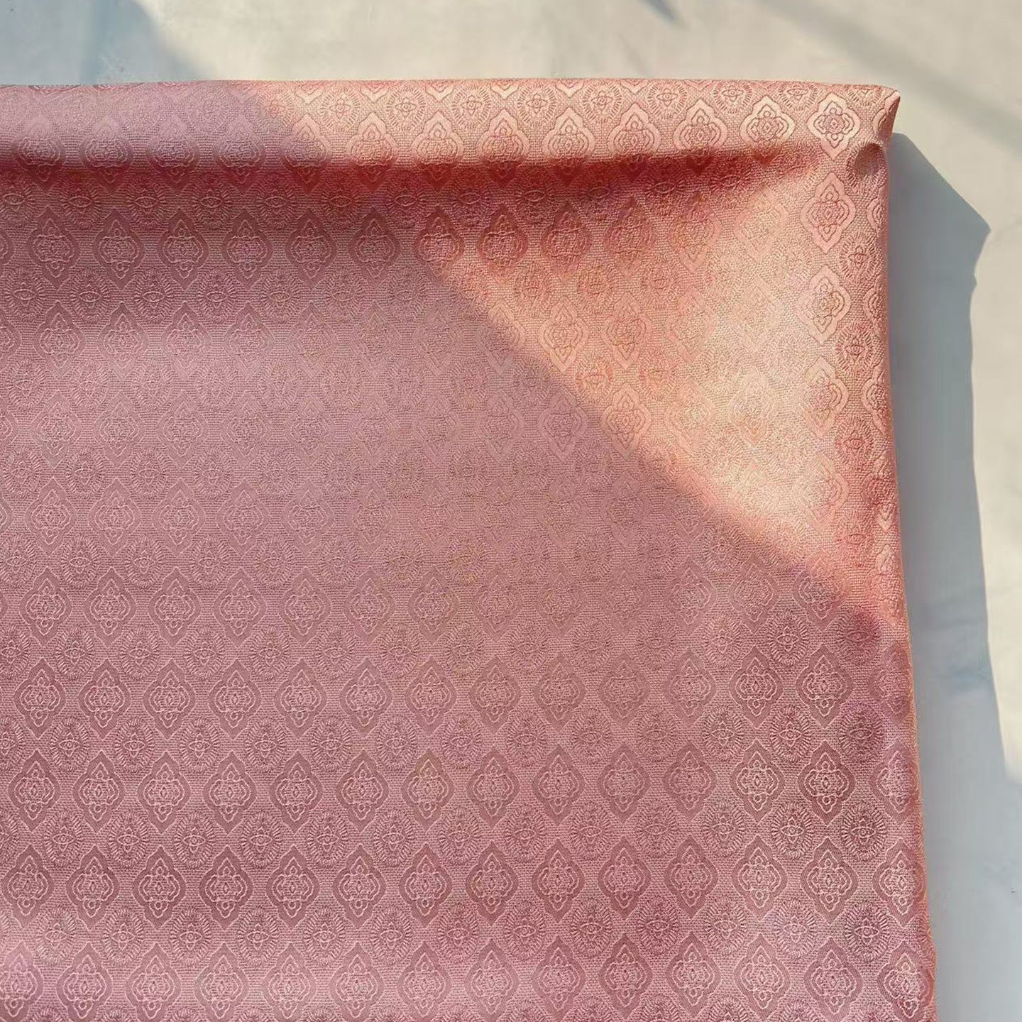 Rayon Polka Jacquard Fabric, for Hanfu & Dresses - Coral Pink