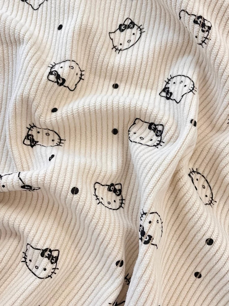 Printed Cotton Corduroy Fabric, for Dresses & Cushions