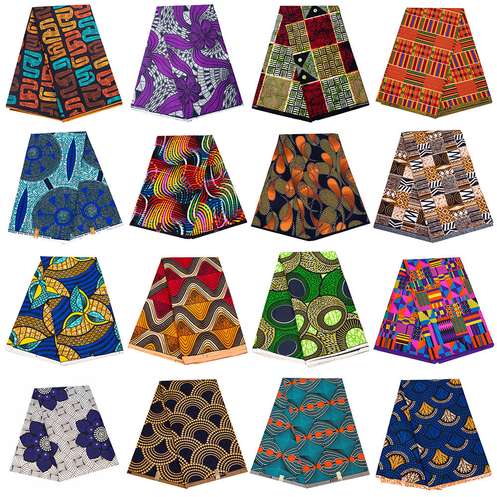 African Wax Print Fabric, Geometric Double-Sided Polyester (9 Prints)