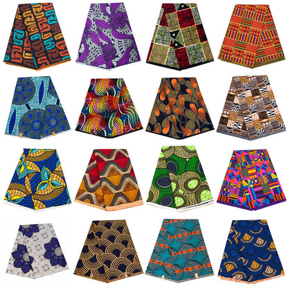African Wax Print Fabric, Geometric Double-Sided Polyester (9 Prints)