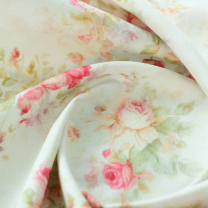 Floral Poplin Cotton Fabric - Shirt & Dress by the Yard - Crimson Silk Mist