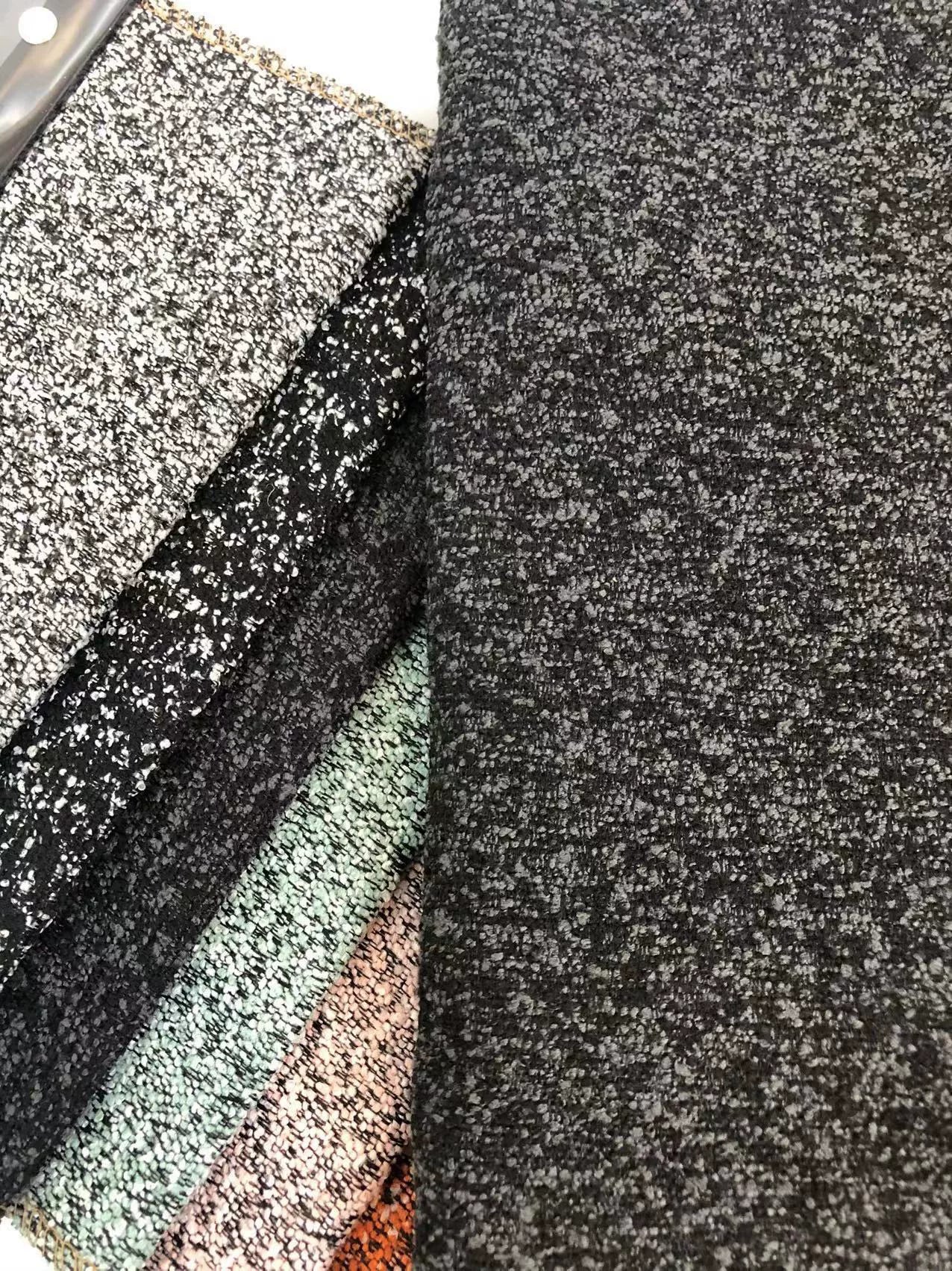 Boucle Loop-Yarn Polyester Fabric, Textured Solid Cloth for Upholstery & DIY - Charcoal Grey
