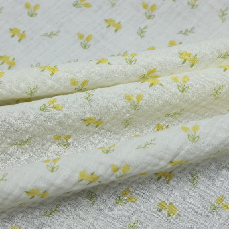 Cotton Double Gauze Fabric, Small Floral & Bow Prints (6)