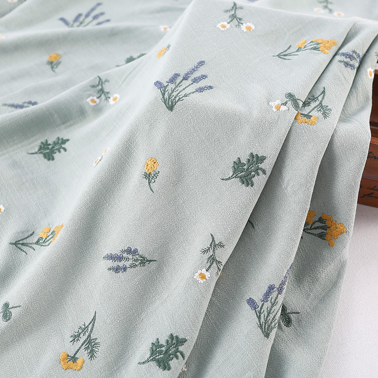 Linen Rayon Plant Embroidery Fabric, 49 in Wide