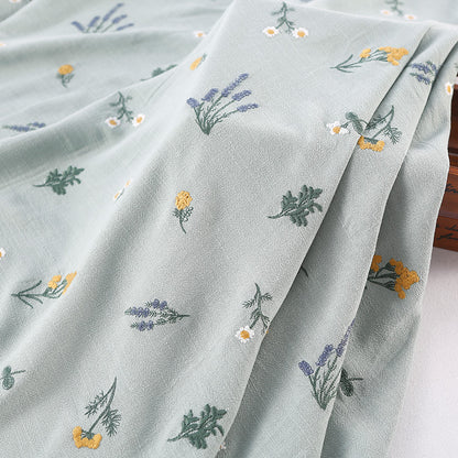 Linen Rayon Plant Embroidery Fabric, 49 in Wide