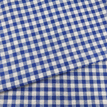 Plaid Cotton Linen Fabric for Tablecloths, Sofa Covers & Crafts - Blue Plaid