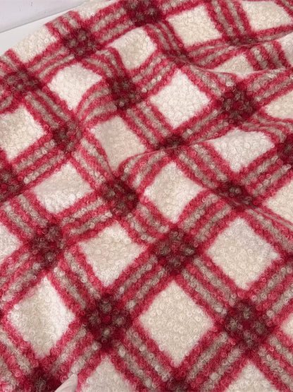 Plush Lamb Fleece Check Fabric, for Blankets & Throws