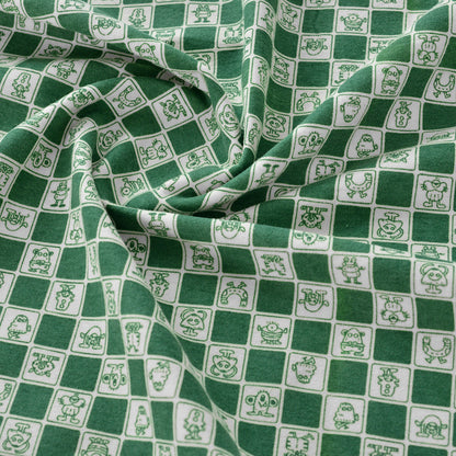 Floral Brushed Cotton Fabric - Dress & Home Decor by the Yard - Green Plaid Monster