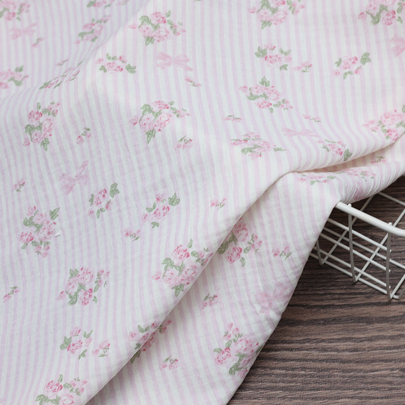 Cotton Double Gauze Fabric, Small Floral & Bow Prints (6)