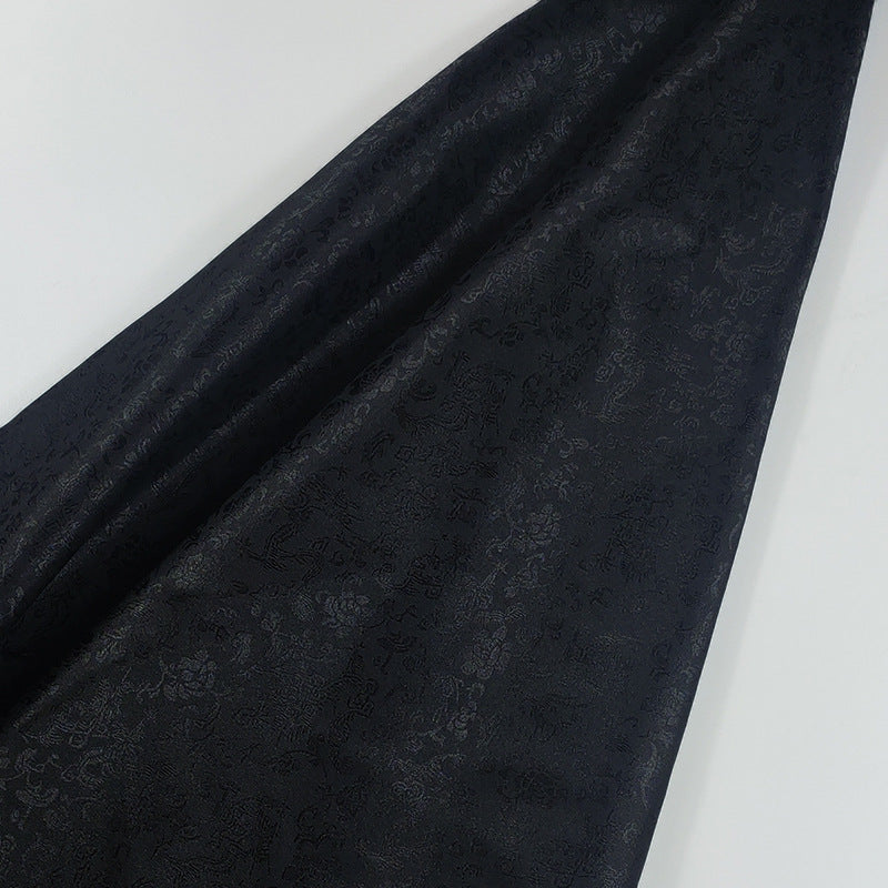 All-Over Dragon Satin Fabric By The Yard | 17 Colors, 47" Wide for Hanfu & Home Decor - Black