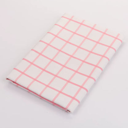 Heavy Cotton Linen Daisy Fabric, for Curtains & Upholstery - Pink Line Check