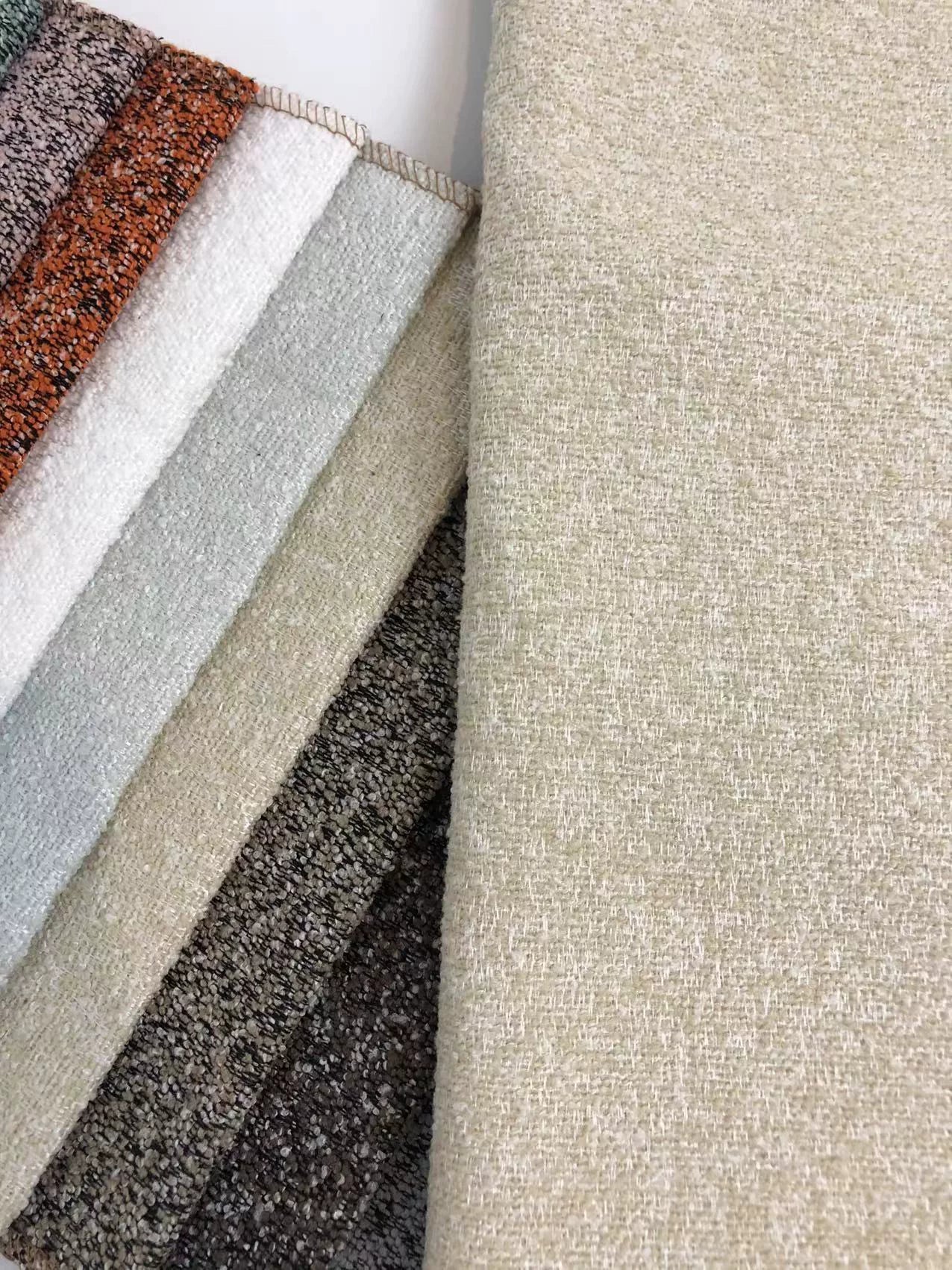 Boucle Loop-Yarn Polyester Fabric, Textured Solid Cloth for Upholstery & DIY - Off White