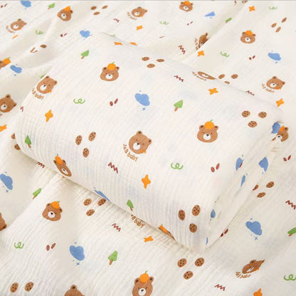 Double Crinkle Gauze Cotton, Baby Heart Print Cloth for Blankets & Bibs - Bear Park