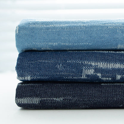 Washed Jacquard Denim Fabric, Thick Bark-Weave Cotton for Jackets & Bags