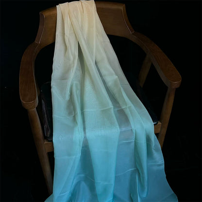 Ombre Chiffon Gradient Print Fabric, Sheer Polyester for Hanfu & Decor - 7