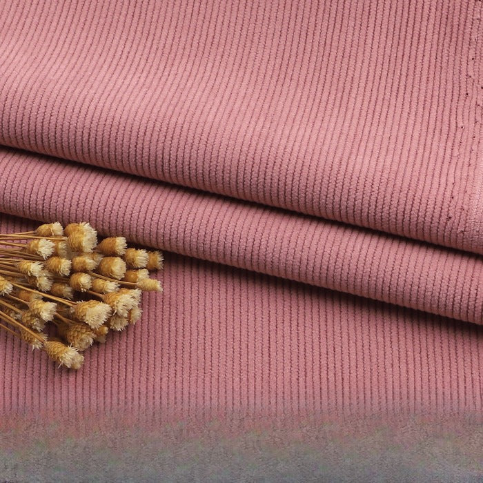 Fine Wale Corduroy Fabric, 16-Wale Solid Cloth for Upholstery & Apparel - Nude Pink