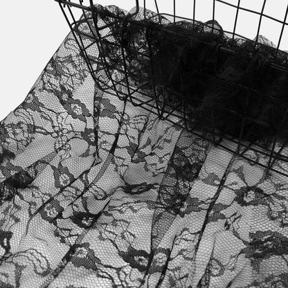 Rose Lace Fabric, Sheer Stretch Net for Weddings & Decor - Black
