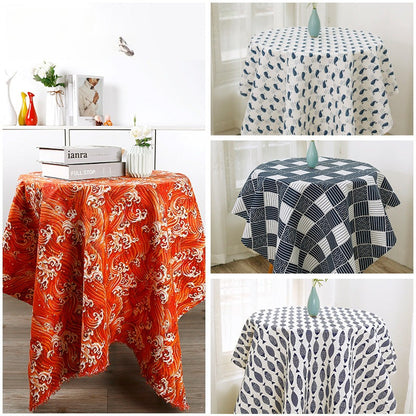 Japanese Wave Cotton-Linen Print Fabric, Woven Home & Apparel Cloth