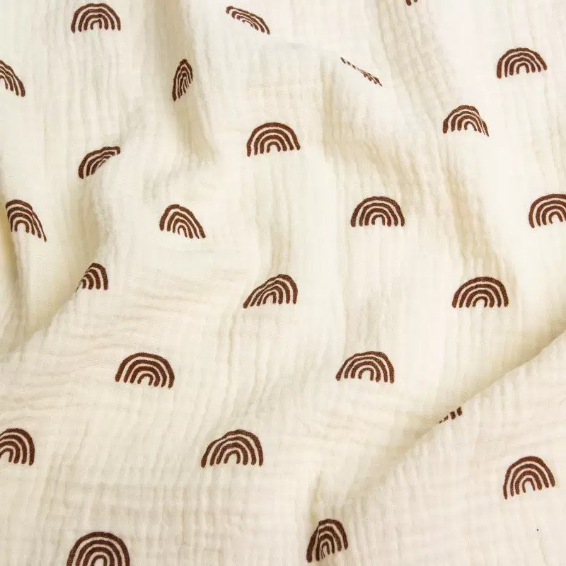 Double Gauze Cotton Fabric - Crinkle Texture Apparel & Craft by the Yard - Brown Rainbow