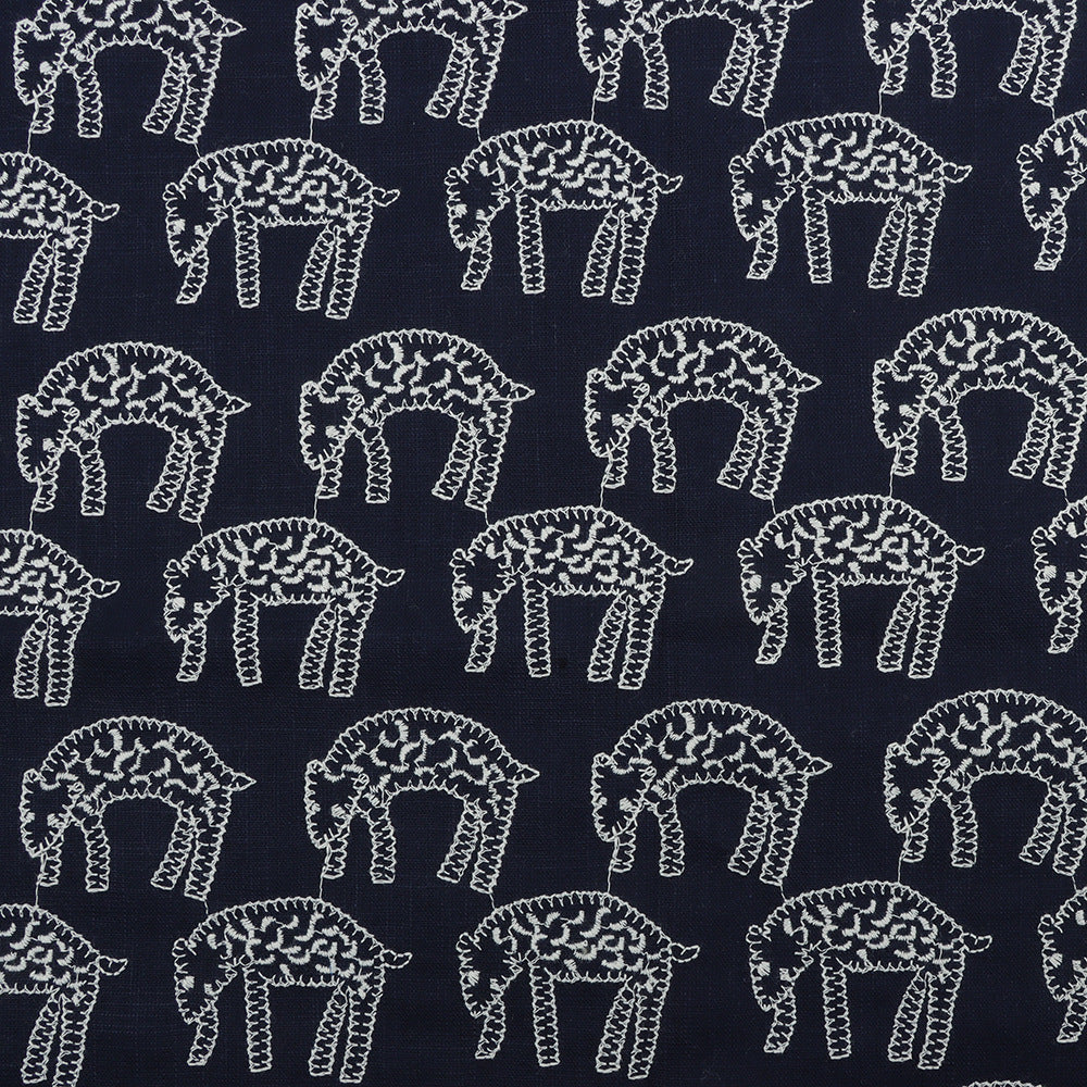 Leopard Embroidery Fabric, for Jackets, 47 in Wide - Navy