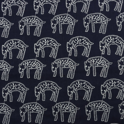 Leopard Embroidery Fabric, for Jackets, 47 in Wide - Navy