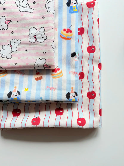 Cotton Print Fabric, Cute Striped Dogs, for Dollwear, Kids' Wear & Scrunchies