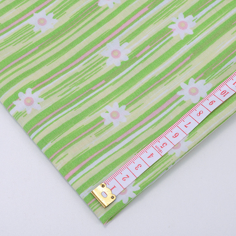 Striped Print Polyester Fabric, Horizontal-Bar Cloth for Bags & Linings - Light Green