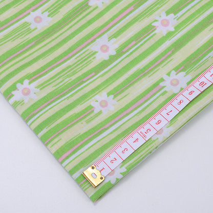 Striped Print Polyester Fabric, Horizontal-Bar Cloth for Bags & Linings - Light Green