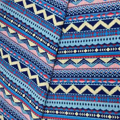 Ethnic Style Tablecloth Fabric, Linen-look Cloth for Dining & Home Decor - Ethnic Multicolor