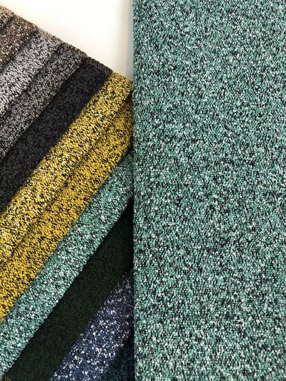 Boucle Loop-Yarn Polyester Fabric, Textured Solid Cloth for Upholstery & DIY - Peacock Blue