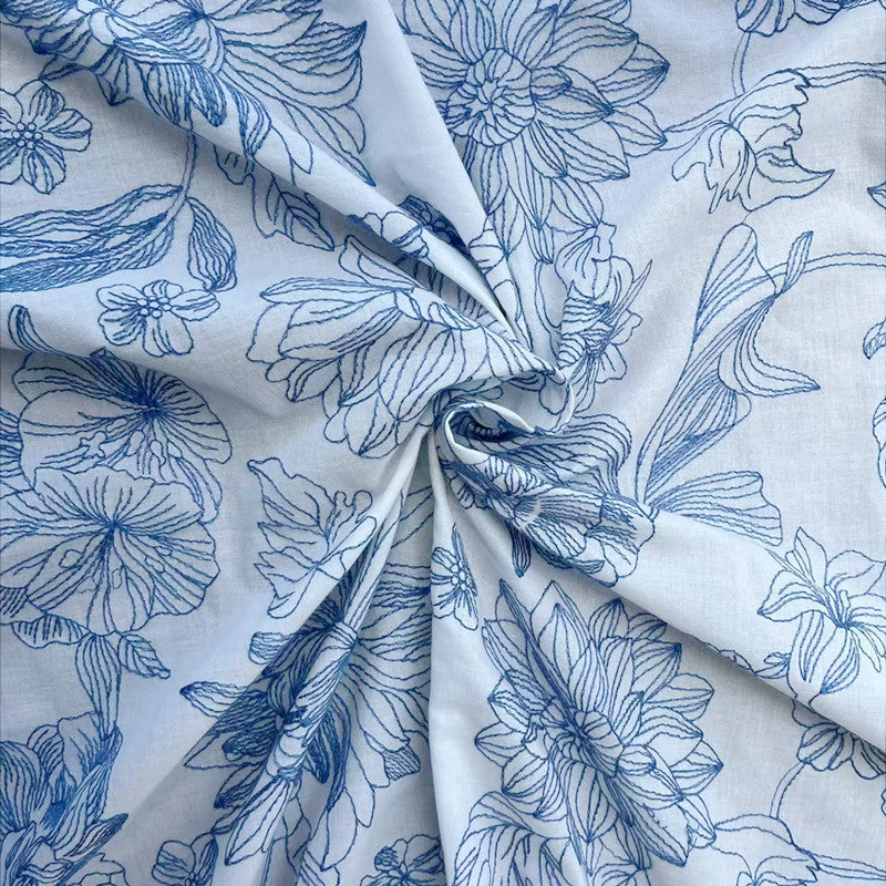 60s Combed Cotton Printed Fabric, 150 g/m², 135 cm Wide, for Shirts, Dresses & Craft