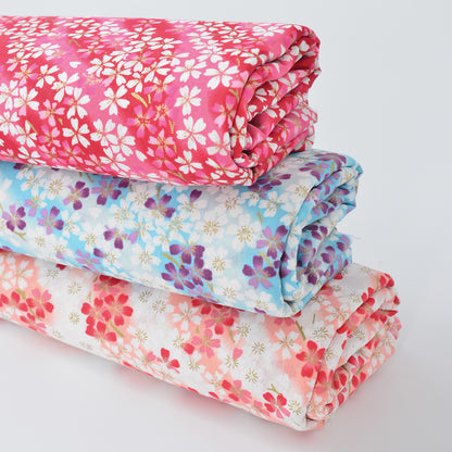 Cherry Blossom Gold Foil Cotton Fabric - Craft Apparel by the Yard