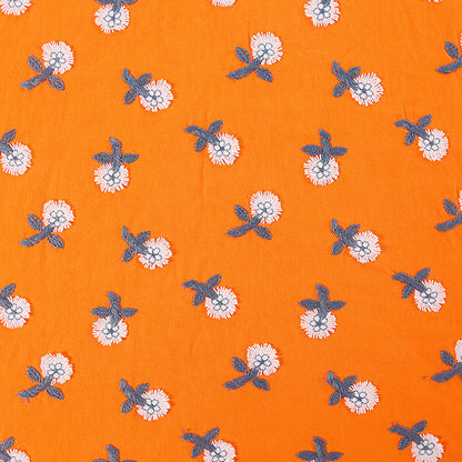 3D Flower Embroidery Fabric, for Dresses, 49 in Wide - Orange Flower