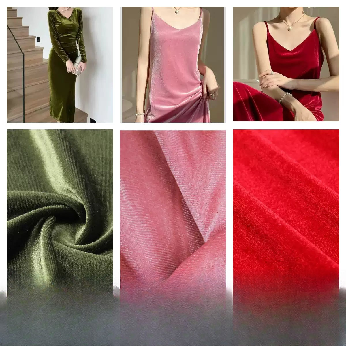 Silky Velvet Fabric, 20 Colors for Dresses, Qipao & DIY