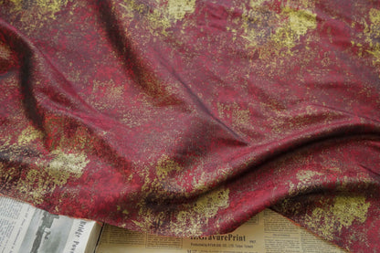 Gold Metallic Yarn Jacquard Fabric - Apparel & Decor by the Yard - Red Gold