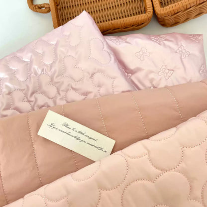 Quilted Padded Fabric, Heart & Bow for Apparel, 51 in Wide