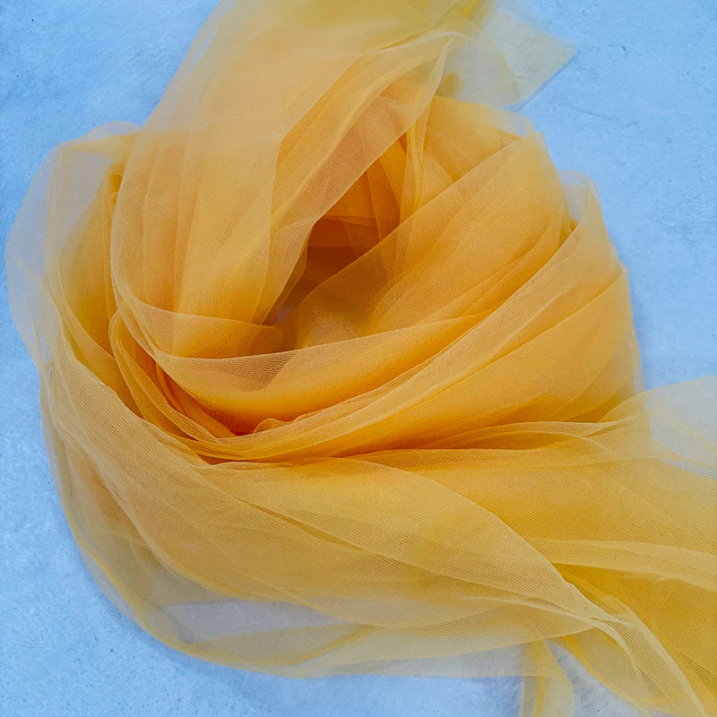 Lightweight Sheer Polyester Tulle Fabric, Soft Netting - Orange Yellow