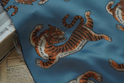 Leopard Cat Jacquard Fabric By The Yard | 7 Colors, 59" Wide for Kids Wear & Bags - Light Blue
