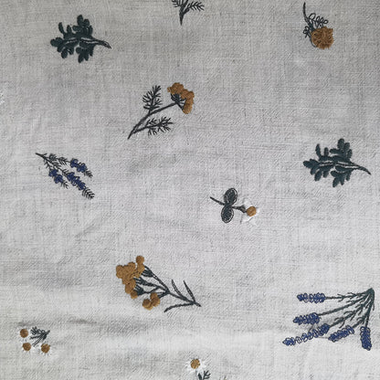 Linen Rayon Plant Embroidery Fabric, 49 in Wide - Natural Ramie