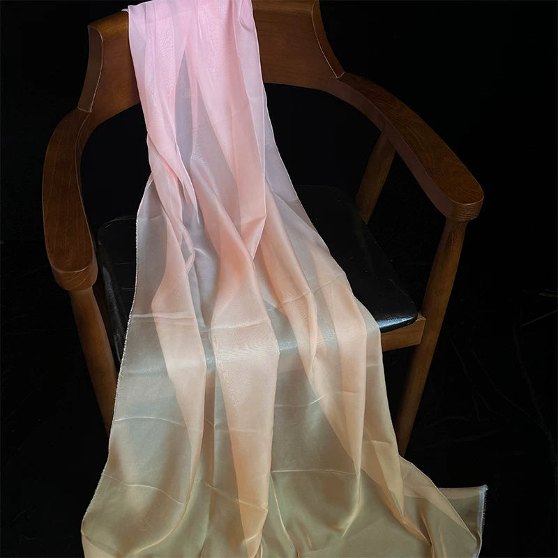 Ombre Chiffon Gradient Print Fabric, Sheer Polyester for Hanfu & Decor