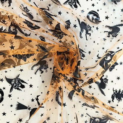 Halloween Witch Net Sheer Polyester Mesh Fabric, Fine Weave