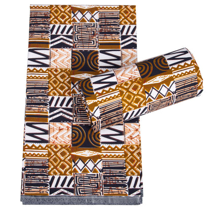 African Wax Print Fabric, Geometric Motif Polyester (FP6640) - FP6640