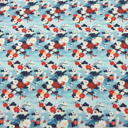 Japanese Floral Print Cotton Linen Fabric for Curtains & Decor