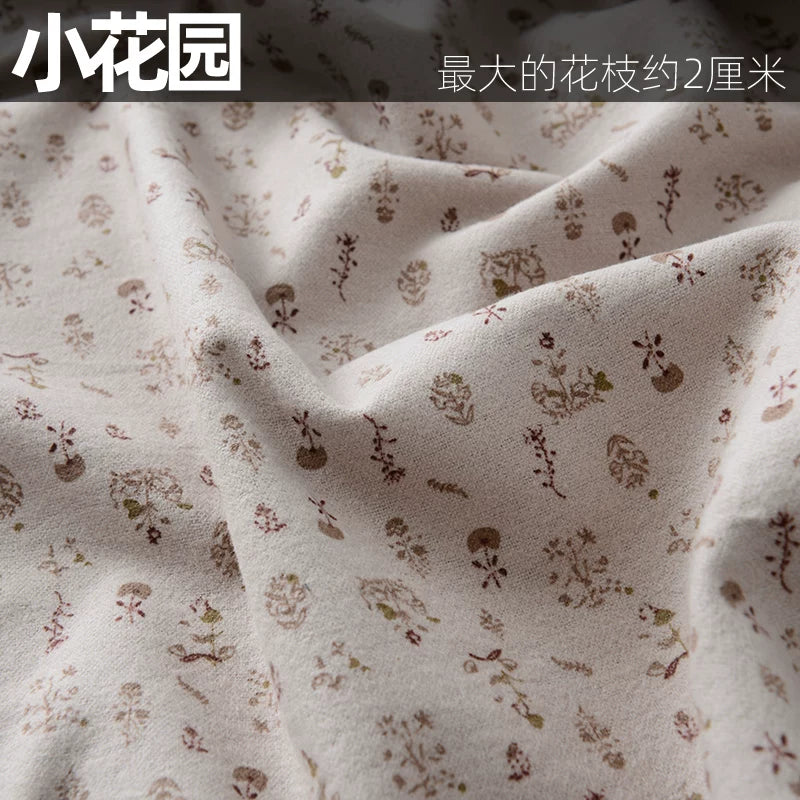 Brushed Cotton Flannel Fabric, Kids Prints, for Kids' Wear, Pajamas & DIY - Black Little Garden