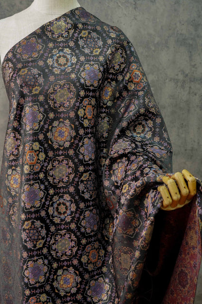 Gold Baoxiang Jacquard Fabric By The Yard | 8 Colors, 59" Wide for Jackets & Table Linens - Dark Purple