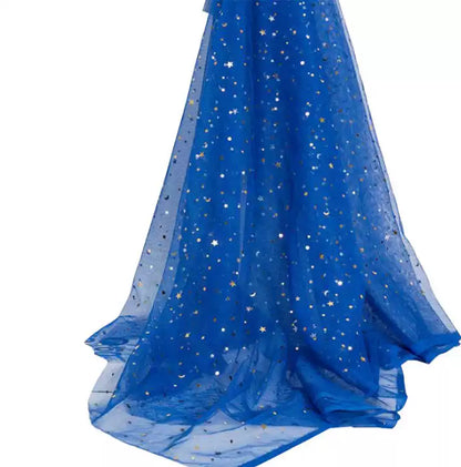 Star Moon Net Curtain Fabric, Soft Sheer Mesh for Photo Backdrops